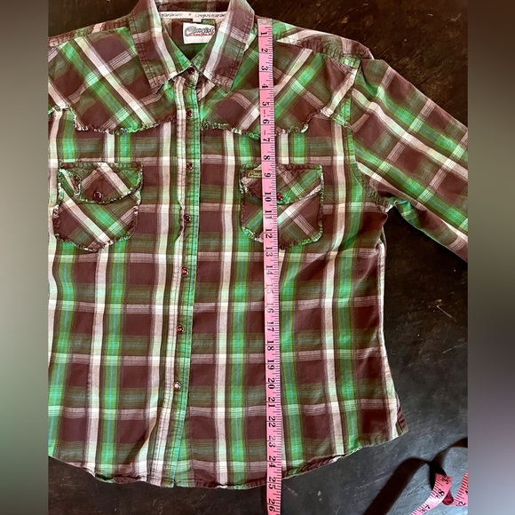 Vintage Cowgirl Hardware Plaid Western Shirt with Pearl Snaps, XXL (L) - Picture 8 of 8